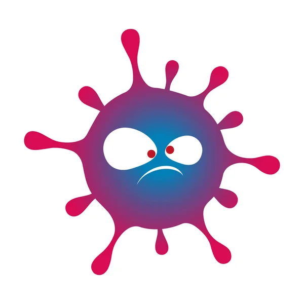 Cartoon virus symbool, microbe, bacterie pictogram op een witte achtergrond. kwaadaardig karakter. Vector — Stockvector