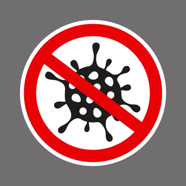 Rood verboden teken met virus deeltjes glyph icoon. Stop silhouet symbool. Antivirale immuniteit — Stockvector