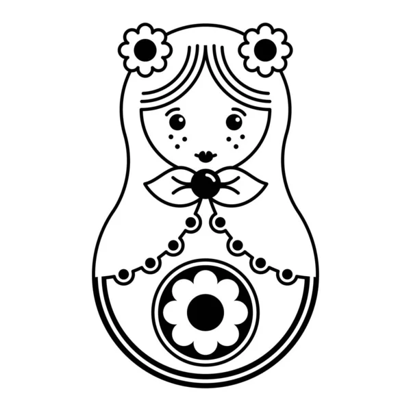 Silhouet van een nestpop is geïsoleerd op een witte achtergrond, Russische nestpop, grootmoeder pop, Russisch souvenir, cadeau, nationaal ornament — Stockvector