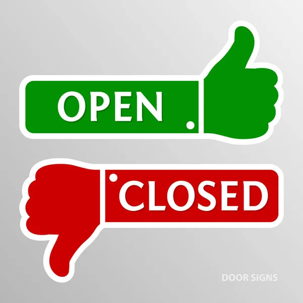 Door Plate Green Open Red Closed Vector Illustration — Stock Vector