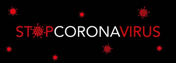 Koncept Web Banner Stoppa Coronavirus Svart Bakgrund Covid Vektorillustration — Stock vektor