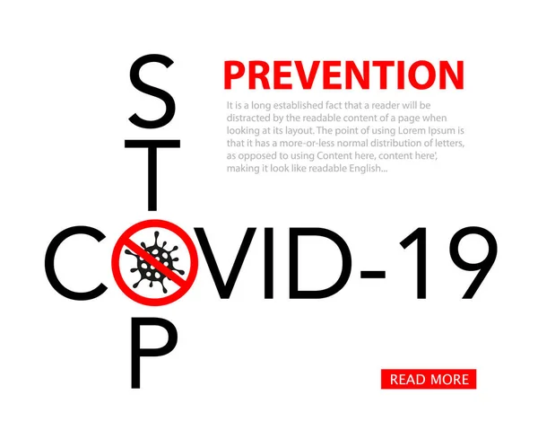 Web Banner Conceito Parar Coronavírus Fundo Branco Prevenção Vírus Covid — Vetor de Stock