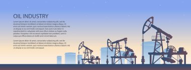 Petrol endüstrisi konseptiyle pankart. Petrol fiyatları dünya haritasının arka planında grafikte ve grafikte düşer. Metnin için yeri olan şablon