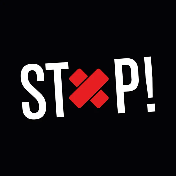 Bannière Avec Inscription Stop Sur Fond Noir Panneau Stop Illustration — Image vectorielle