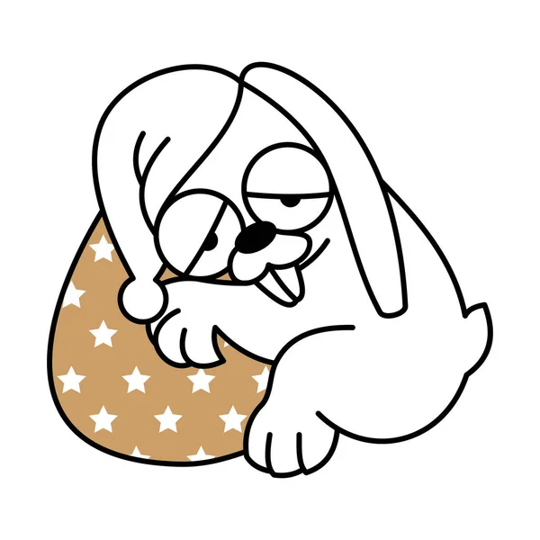 卡通兔子睡在一个复活节蛋 一只东方兔子的轮廓线设计 白色背景网站的符号 孤立物体矢量 — 图库矢量图片