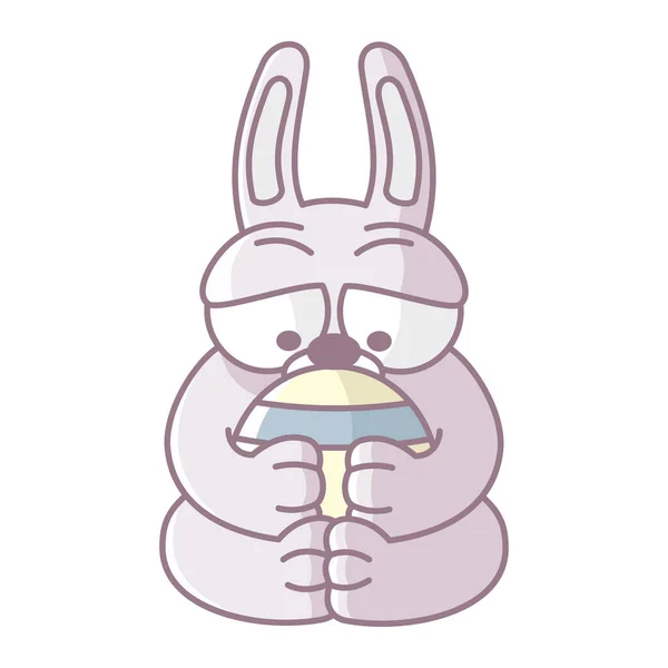 卡通白兔抱着鸡蛋 白色背景网站的符号 孤立的物体 — 图库矢量图片