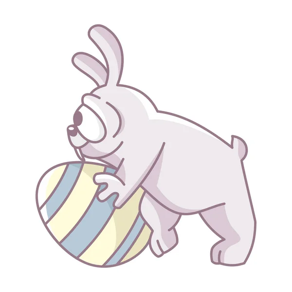 卡通白兔与彩色鸡蛋 设计一只东方兔子 白色背景网站的符号 孤立的物体 — 图库矢量图片