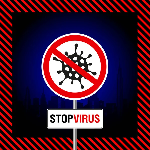 Vierkant Affiche Met Het Verboden Stopvirusbord Vorm Van Een Verkeersbord — Stockvector