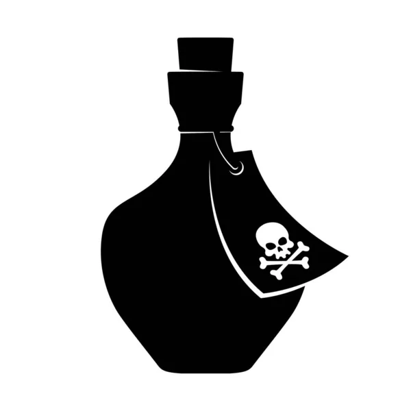 Εικονίδιο Μπουκαλιού Δηλητήριο Και Ετικέτα Κρανίο Και Κόκκαλα Λευκό Φόντο — Διανυσματικό Αρχείο