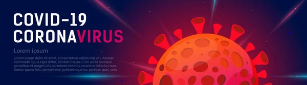 Bannière Panoramique Sur Thème Coronovirus Covid Signe Rouge Coronavirus Modèle — Image vectorielle
