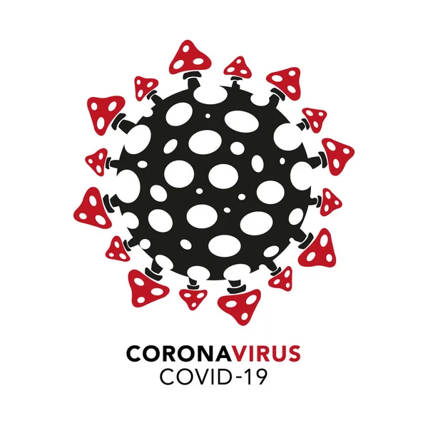 Ícone Célula Bactérias Coronavírus Abstrato Covid Cogumelos Agáricos Mosca Fundo —  Vetores de Stock