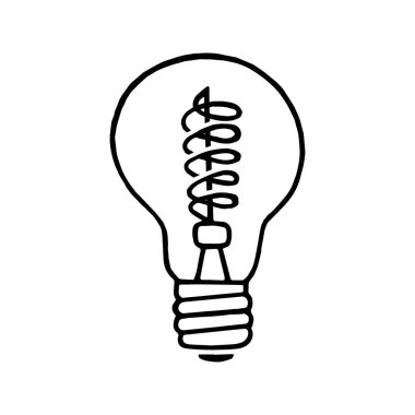 Beyaz arka planda ampuller çiziyorum. Ayrı bir nesne. Bebek karalama stili. El yapımı eskiz. Vektör illüstrasyonu