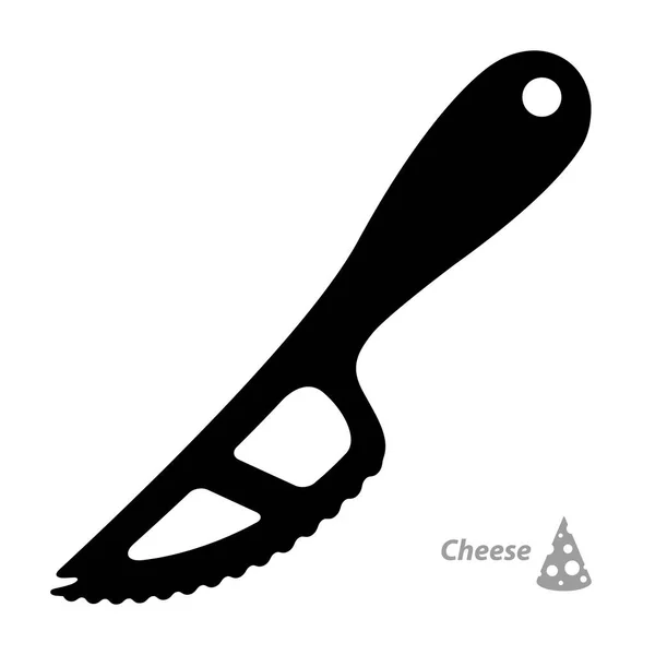 Peynir Bıçağının Siyah Silueti Sembol Mutfak Aletleri Logo Imzala Düz — Stok Vektör