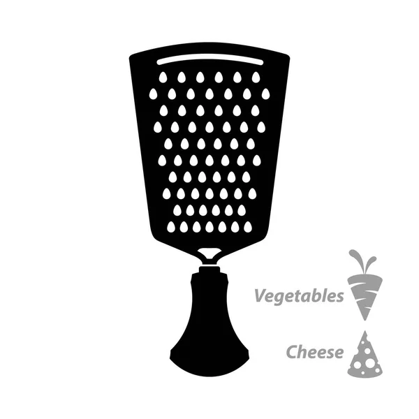 Silhouette Einer Reibe Für Käse Und Gemüse Auf Weißem Hintergrund — Stockvektor