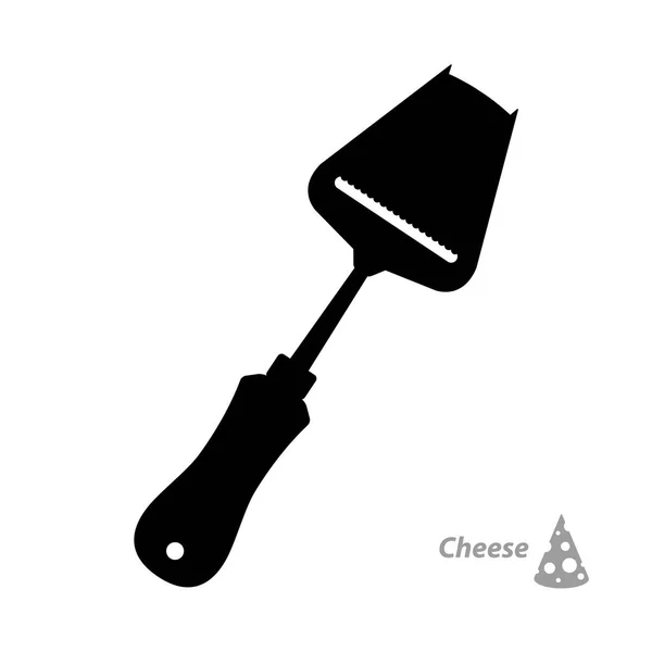 Kıvırcık Peynir Için Siyah Bir Bıçak Beyaz Arka Plan Ayrı — Stok Vektör