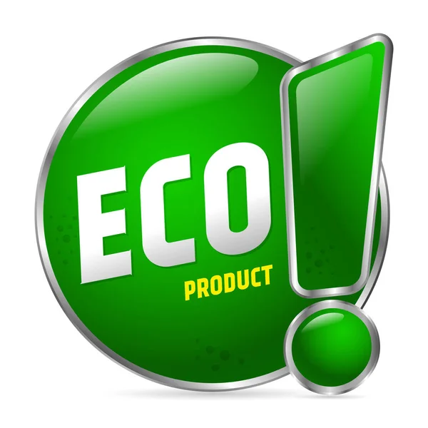 绿色按钮标识生态产品 门上贴纸 3D风格 矢量说明 — 图库矢量图片