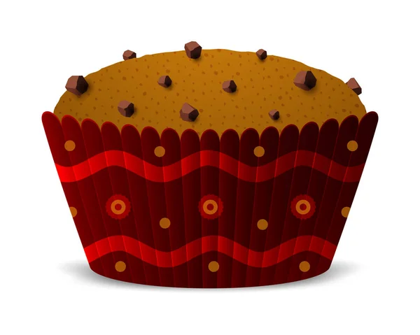 Muffin Chocolate Cerca Aislado Sobre Fondo Blanco Ilustración Vectorial — Vector de stock