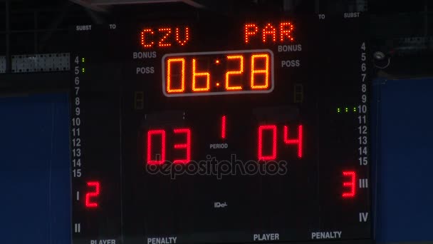 The scoreboard shows the score between rivals — Stock Video