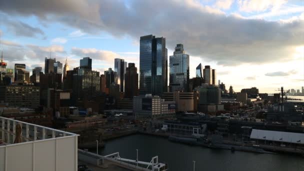 Вид на гавань и новый йорк — стоковое видео