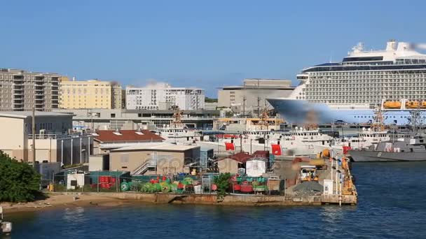 4 Cruise, bağlantı noktası San Juan, Porto Riko, 2017 bölüm. — Stok video
