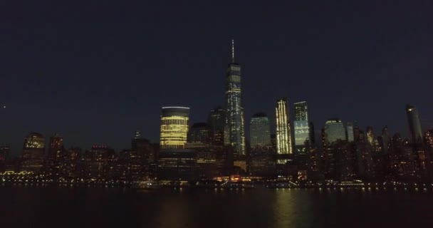 4 k, timelapse, stadsgezicht van New York nachts - Verenigde Staten - New York-juli 2016. — Stockvideo