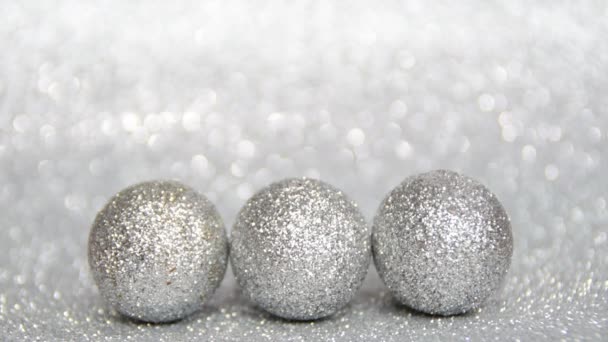 Trois Boules Argent Une Nouvelle Année Décor Argent Noël Écrivez — Video