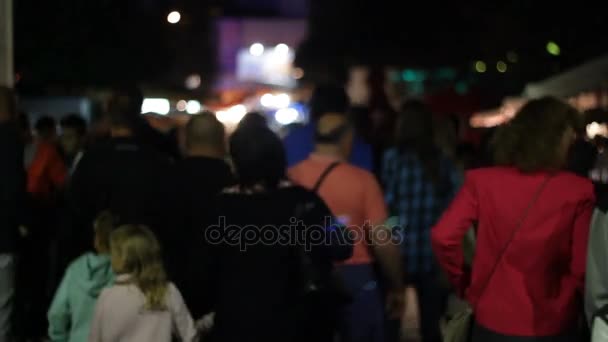 Accélération Vidéo Foule Personnes Marchant Nuit Rue Remplie Une Foule — Video