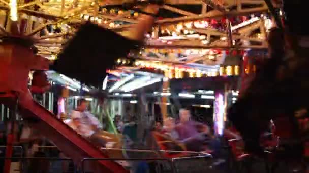 Amusement Park Night August 2017 City Zrenjanin Vojvodina Serbia — Stock Video