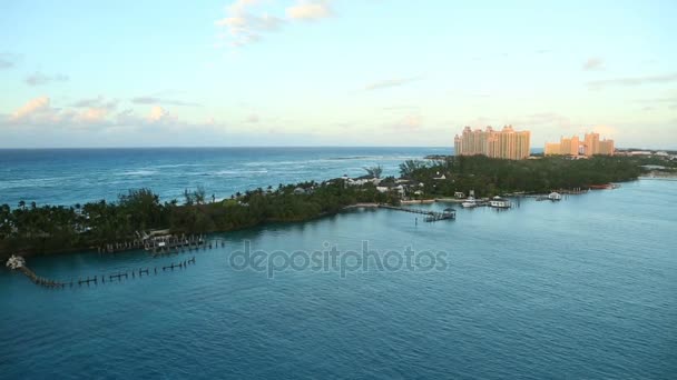 Beautiful Coastline Bahamas Camera Movement Footage Cruise Ship Bahamas August — стоковое видео