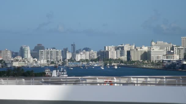 San Juan Puerto Rico Panorámica Desde Agua Desde Crucero Puerto — Vídeo de stock