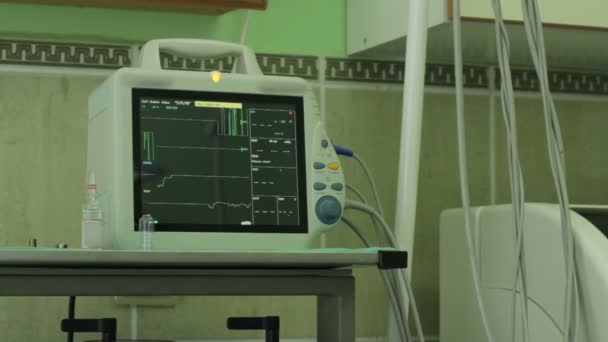 Ekg Makinesi Cerrahi Ekg Monitör Hastanın Durumu Ameliyathane Ekran Kalp — Stok video