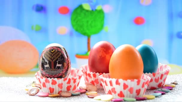 Decoração Para Ovos Páscoa Zoom — Vídeo de Stock