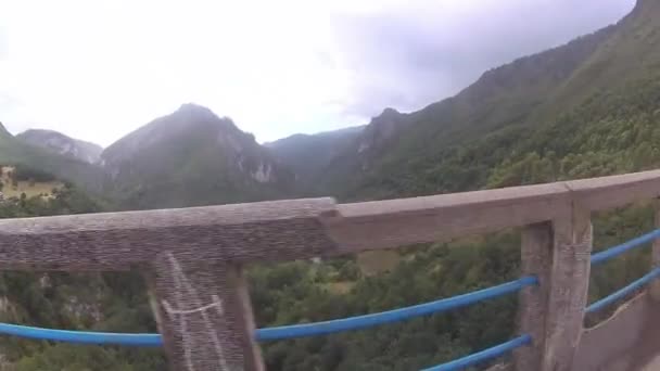 Djurdjevica Tara Bridge Concrete Arch Bridge Tara River Northern Montenegro — Stock Video