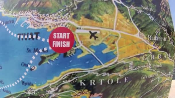 Karte Der Bucht Von Kotor Tivat — Stockvideo