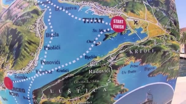 Karte Der Bucht Von Kotor Tivat — Stockvideo