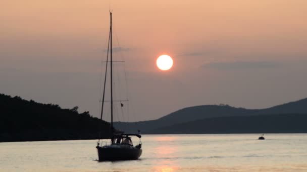Boat Sails Sea Sun Sets — Stock Video