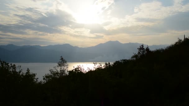 Kotor Körfezi Tepelerden Mount Lovcen Görünüm — Stok video