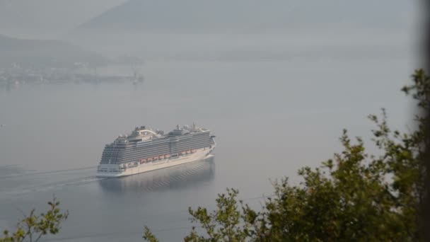 Nave Crociera Sta Passando Attraverso Baia — Video Stock