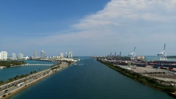 Crucero Entra Océano Atlántico Desde Canal Government Cut Time Lapse — Vídeos de Stock