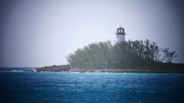 Splashing Waves Lighthouse — Stock Video