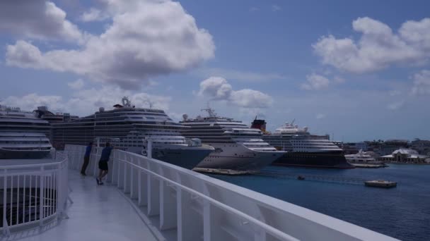 Bahamas Setembro 2017 Vista Aérea Dos Navios Cruzeiro Atracados Nassau — Vídeo de Stock