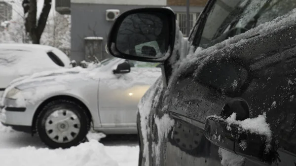 Traffico Ingorghi Dovuti Strade Innevate Non Percorribili Movimento Difficile Auto — Foto Stock