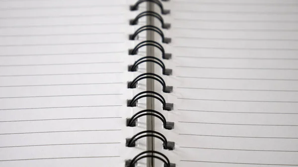 Feche Vista Superior Notebook Linhas Fundo Papel Bloco Notas Espiral — Fotografia de Stock