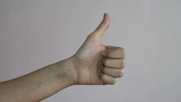 Thumb Left Female Hands White Background — Stock Photo, Image