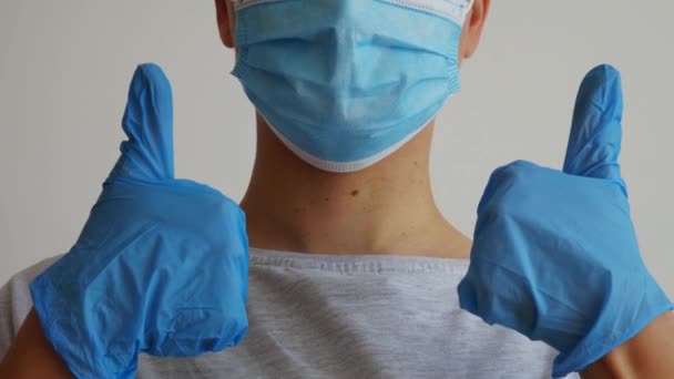 Bonne Médecine Travail Une Femme Avec Des Gants Masque Médical — Video