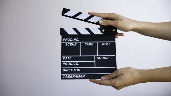 Claqueta Las Manos Concepto Producción Cinematográfica — Foto de Stock