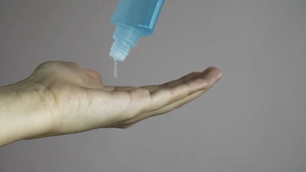 Frasco Com Gel Antisséptico Antibacteriano Mão — Fotografia de Stock