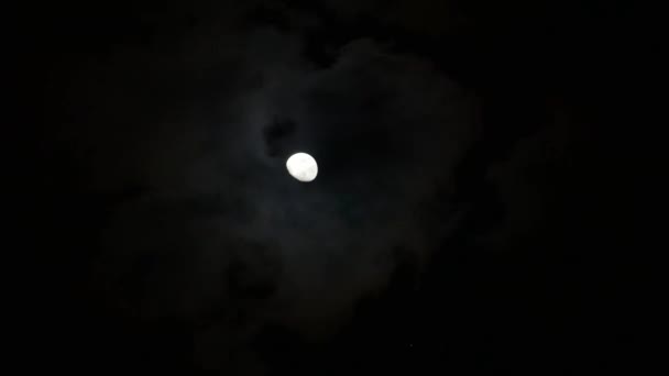 Mond Dunklen Himmel Während Wolken Vorüberziehen — Stockvideo