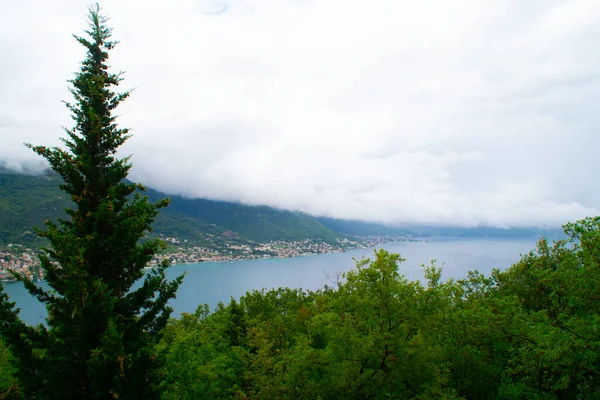 Chwilę Przed Wielką Burzą Zatoce Kotor — Zdjęcie stockowe