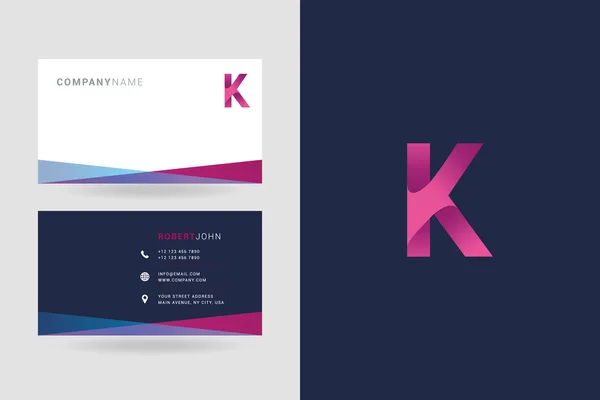 K Carta Logo Cartões de visita — Vetor de Stock